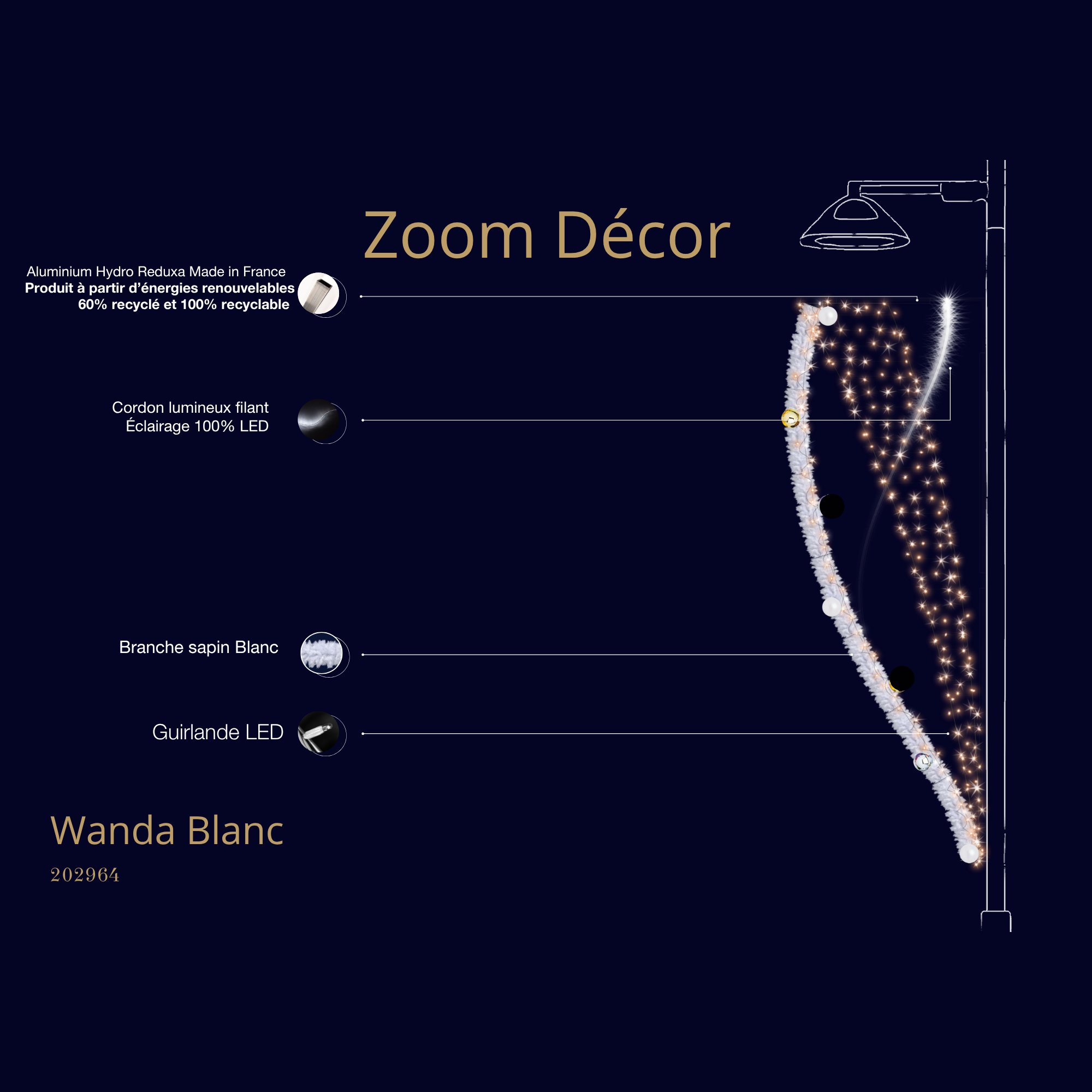 Décor de noël candélabre 2D Wanda H3 x L1m